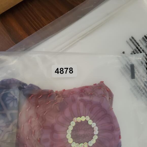 Y2K Whimsigoth Fairy Grunge Shirt Large Rainbow Sheer Floral Beaded Sequin - Picture 8 of 8